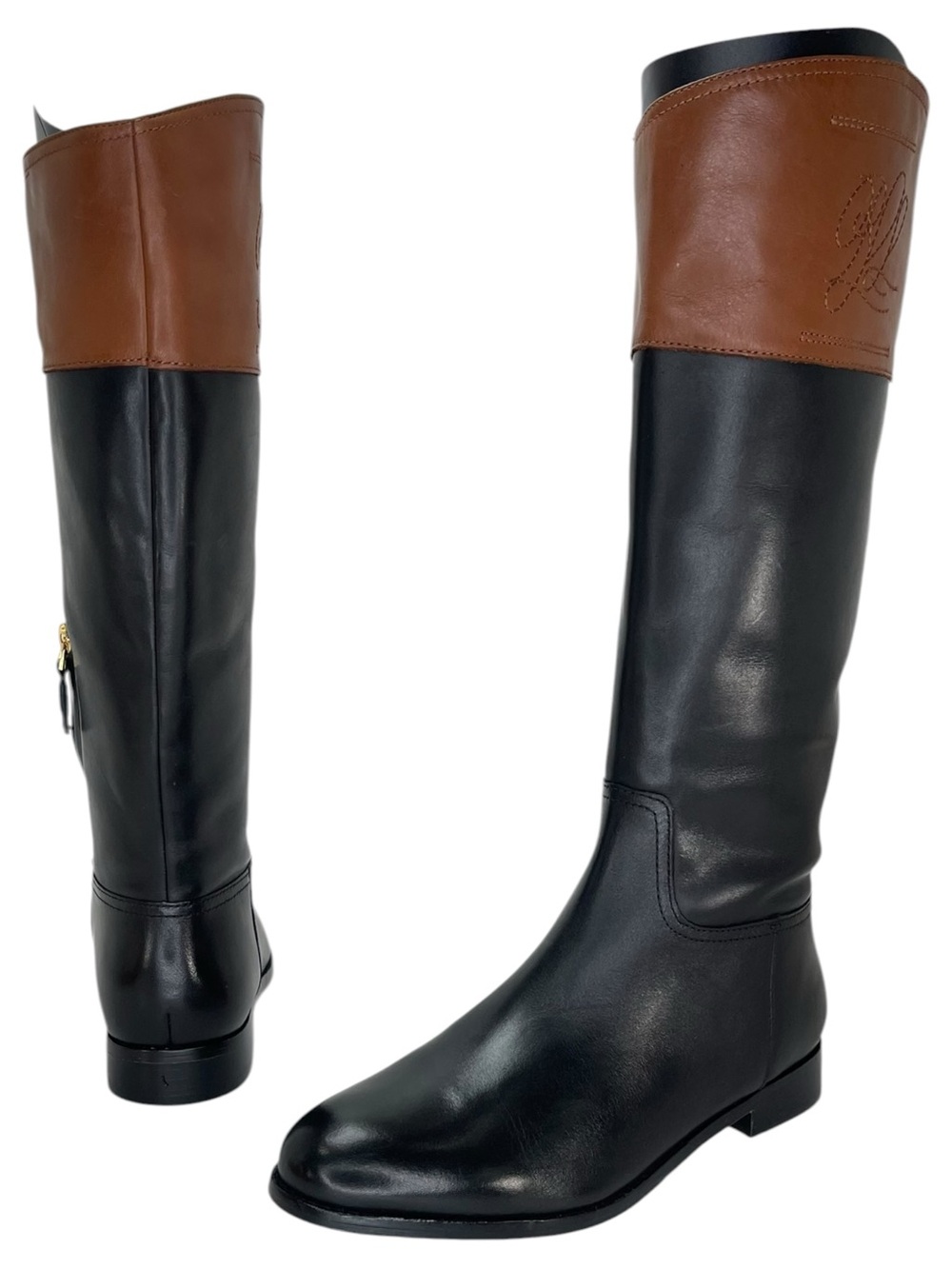 Lauren Ralph Lauren Justine Black Leather Knee High Womens Boots Size 9M - Picture 9 of 12